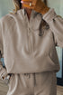 Half Zip Raglan Hoodie Thumbhole Wide Leg Pant Set